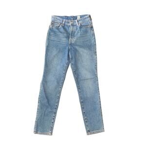H&M Mom Jeans High Waist Denim Straight Leg Size 4 Blue Wash Casual